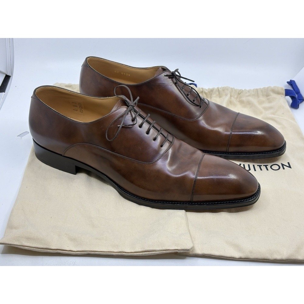 Louis Vuitton mens brown oxford dress shoes US size 12 Comes W Box richelieu - Picture 5 of 13